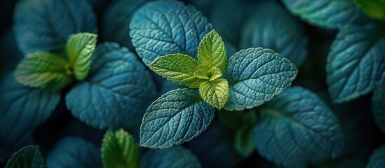 Wall Mural - Vibrant Green Mint Leaves in a Lush Garden