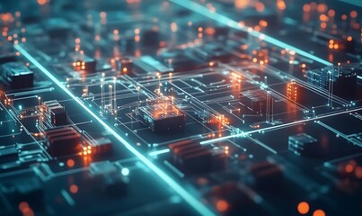 Fototapete - Global Logistics Network Visualized as Interconnected Digital Nodes Representing Supply Chain Elements