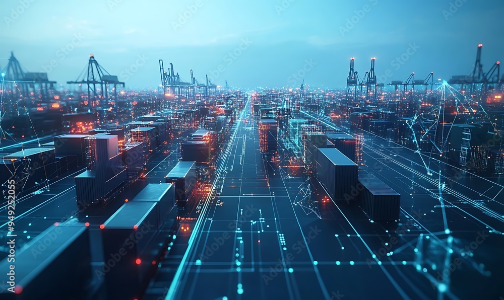 Global Logistics Network Visualized as Interconnected Digital Nodes ...