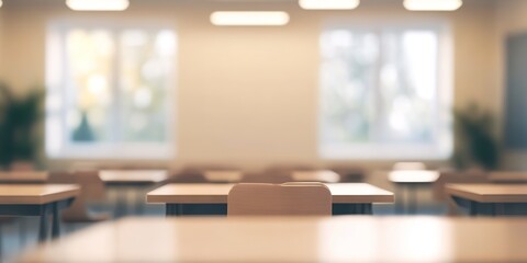 Sticker - blur background of interior design of empty classroom 