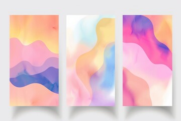 Set of three vertical banners featuring abstract shapes and designs