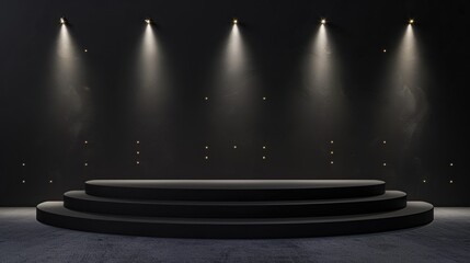 Wall Mural - Spotlight on Black Background is perfect for offering branded goods