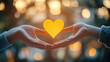 © Julia Zarubina - hands of two people holding yellow heart on blurred nature background, world suicide prevention day, september 10, setembro amarelo, love, symbol, social awareness, romance, support, care, palm, human