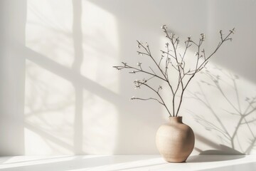 Wall Mural - A decorative arrangement of branches in a vase placed on a table