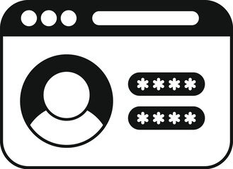 Sticker - Website user profile login with password and avatar icon representing the concept of online security