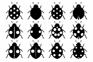 Wall Mural - ladybug silhouette vector set, Black silhouette ladybug vector illustration
