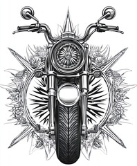 Poster - A stylized illustration of a motorcycle with decorative elements.