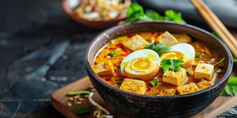 Boiled Egg and Tofu Curry with Blank Space for Customization