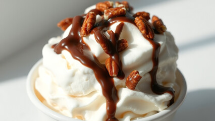 Poster - Whipped Cream With Chocolate Drizzle And Pecans