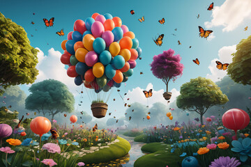 Wall Mural - balloons in the sky