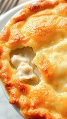 Poster - Closeup of golden pastry crust with creamy filling