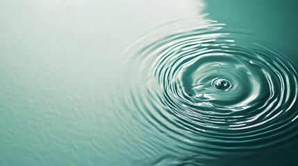 Top view water ripples, water wave on green background, commercial photography, studio photo for products, studio wallpaper material.