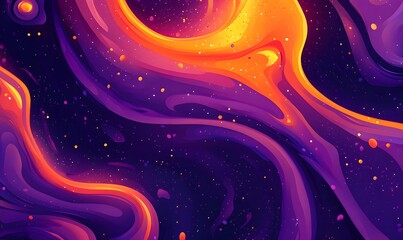 Wall Mural - Vibrant purple and orange background with swirling patterns of liquid-like shapes, Generative AI