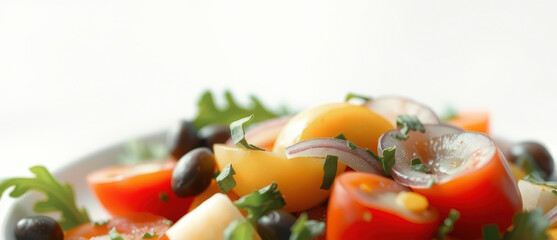 Canvas Print - Fresh Salad with Cherry Tomatoes, Olives and Red Onion