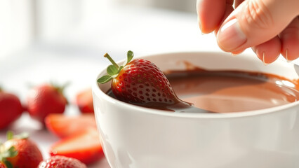 Wall Mural - Strawberry dipped in melted chocolate