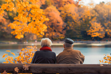 Wall Mural - An elderly couple enjoying outdoors, their love palpable