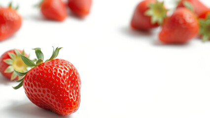 Wall Mural - Close-up of a Fresh Strawberry on a White Background