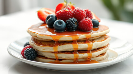 Poster - Delicious Pancakes with Syrup and Berries