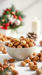 Canvas Print - Pecan Nuts in a Bowl on a White Background