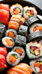 Canvas Print - Close-up of Colorful Sushi Rolls