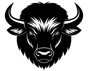 Wall Mural - Bison head silhouette vector, American bison icon vector