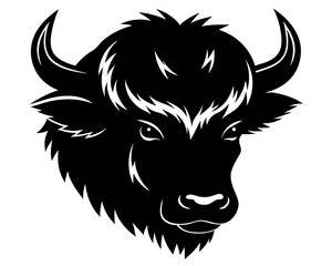 Wall Mural - Bison head silhouette vector, American bison icon vector