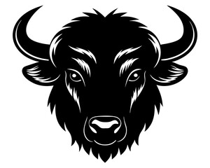 Wall Mural - Bison head silhouette vector, American bison icon vector