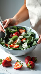 Poster - Fresh Spinach Salad with Strawberries and Feta Cheese