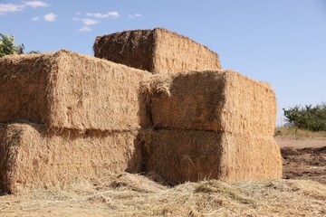 Poster - Bales of hay outdoors on sunny day