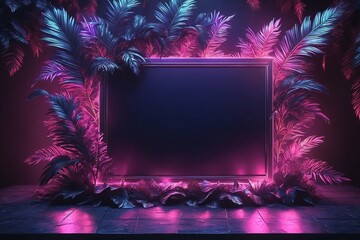 Wall Mural - Neon Jungle Frame