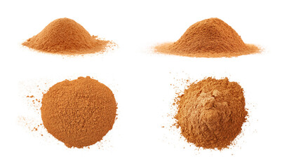 Wall Mural - Aromatic cinnamon powder on white background, set