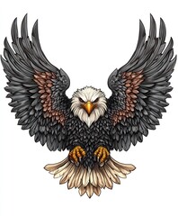 Sticker - A stylized depiction of a majestic eagle with detailed feathers and outstretched wings.