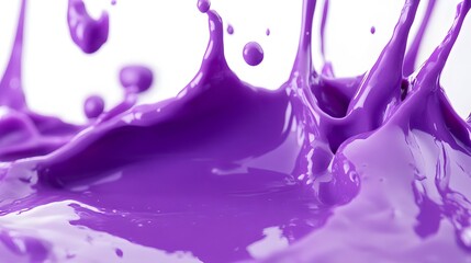 Wall Mural - Purple Paint Splashes on White Background, Abstract Image, Texture, Pattern, Wallpaper, Cover and Screen of Smartphone, PC, Laptop, 9:16 and 16:9 Format