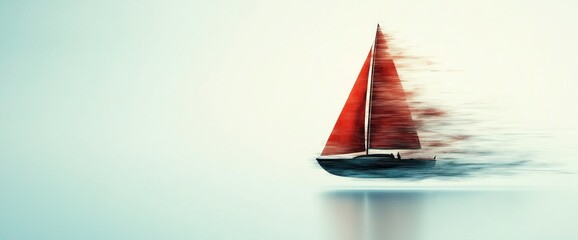 Wall Mural - Abstract background showcasing business trends and long boat racing, featuring copy space, natural lighting