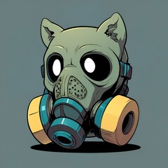 Poster - Dog Wearing a Gas Mask