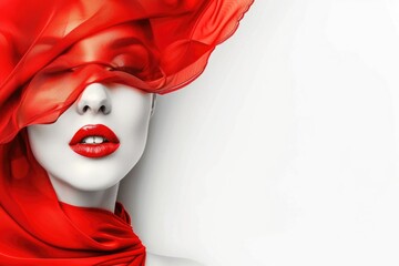 Wall Mural - A woman wearing a red scarf on her head