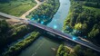 © Heng Heng - AI Stock - Advanced IoT sensors and devices tracking and analyzing the progress of a bridge construction project over a river providing real time data and insights to optimize the infrastructure development