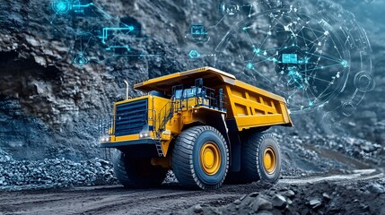 Wall Mural - Optimizing Mining Equipment Maintenance with IoT Technology Data Tracking and Analytics A digital solution for monitoring and managing mining assets