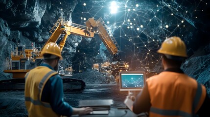 Wall Mural - innovative iot technology empowering robotic drilling rigs to enhance efficiency and safety in minin