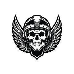 skull helmet with wings vector, art, illustration, logo design template style 