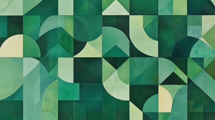 Wall Mural - Geometric Green Patterns Wallpaper