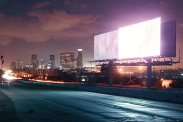 Wall Mural - billboard on the road with city background