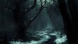 © Tonadech - A dark and mysterious forest with exaggerated shadows and lurking creatures