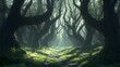 © Tonadech - A mysterious forest with exaggerated shadows and twisted forms