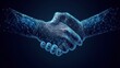 © MUdaylah - Low poly wireframe Handshake of business partners. Concept of Deal, Partnership, Teamwork, Connection. Vector illustration with generative ai