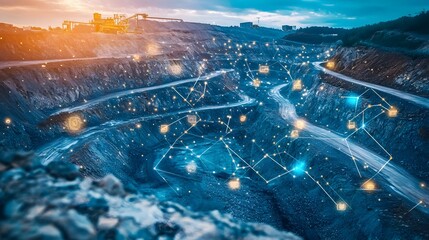 Wall Mural - advanced iot sensors continuously monitoring water usage and parameters in a remote mining site prov