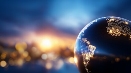Wall Mural - a globe with a city in the background