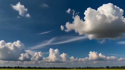 Wall Mural - panorama blue sky with white cloud background nature view Generative AI