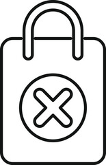 Sticker - Simple vector showing a shopping bag with a cross mark, representing the concept of removing an item from a shopping cart or making a purchase cancellation