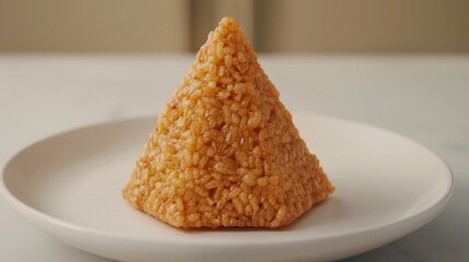 Wall Mural - A pyramid-shaped rice dish on a white plate